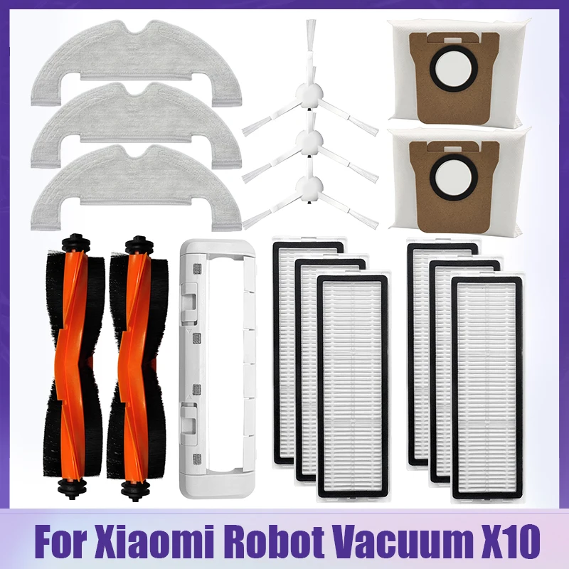 Escova Lateral do Rolo para Xiaomi Robot Vacuum Aspirador Robótico X10 Filtro Hepa Mop Cloth Trapos Bolsas de pó Acessórios Peças de