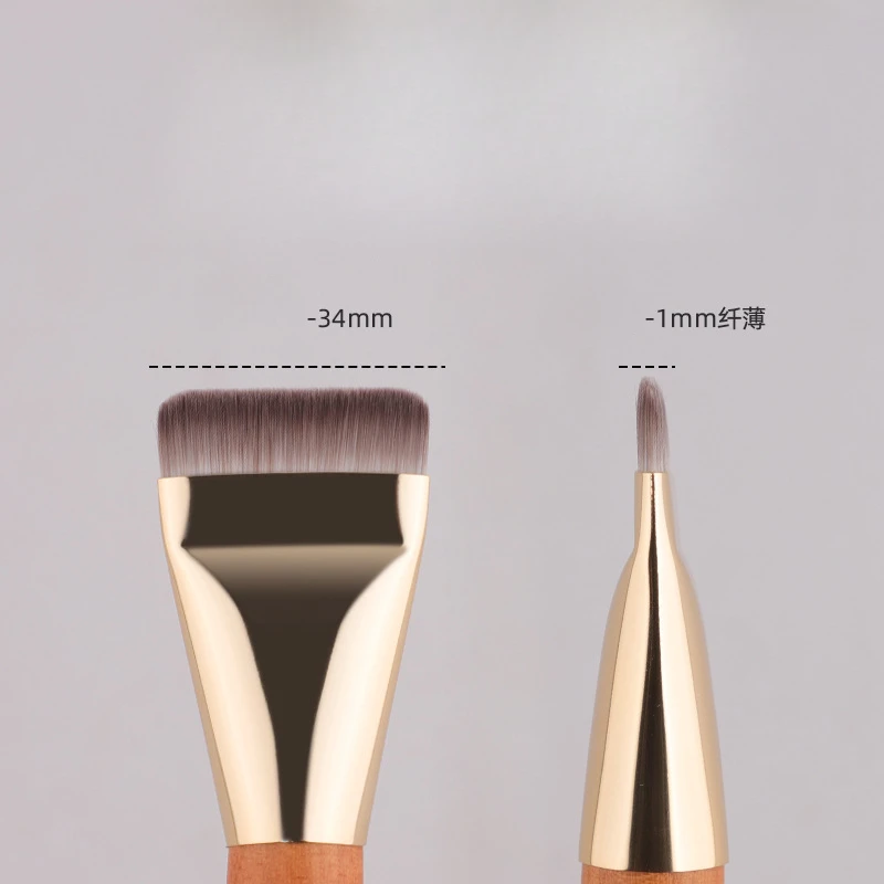 Brosse de maquillage à tête plate ultra-fine avec manche en bois, accessoire de beauté pour fond de teint liquide, nouveauté 2024