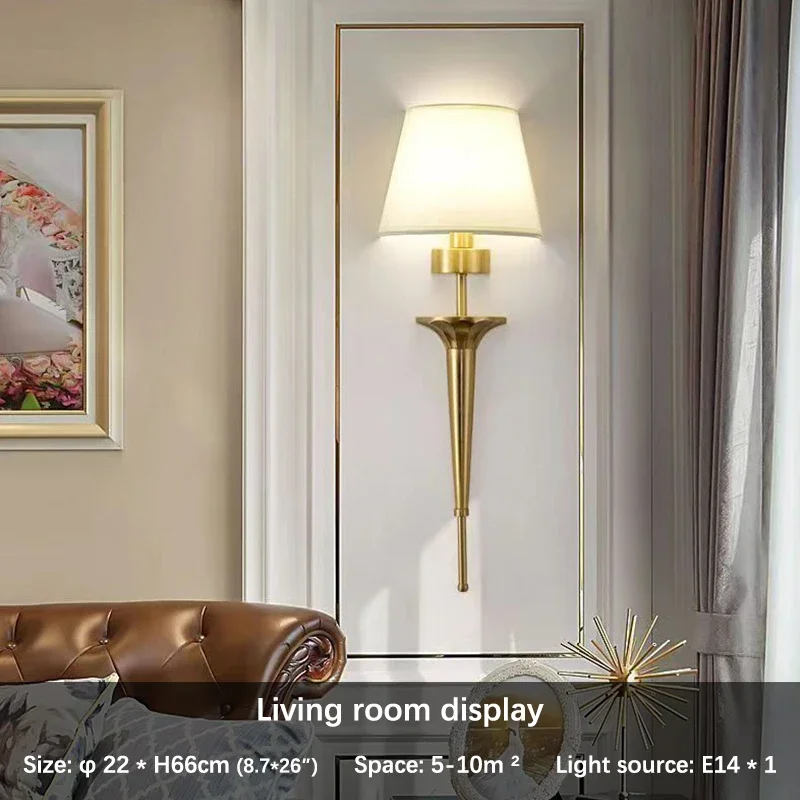 Description Picture 4 of itemOUFULA American Brass Wall Lamp Indoor Living Room Bedroom Bedside Lamp Retro villa Hotel Corridor Hallway luminária מנורת קיר