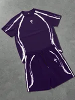 Nouvel ensemble homme été 2026 à manches courtes avec imprimé 3D pour un style décontracté urbain, confortable et doux 5