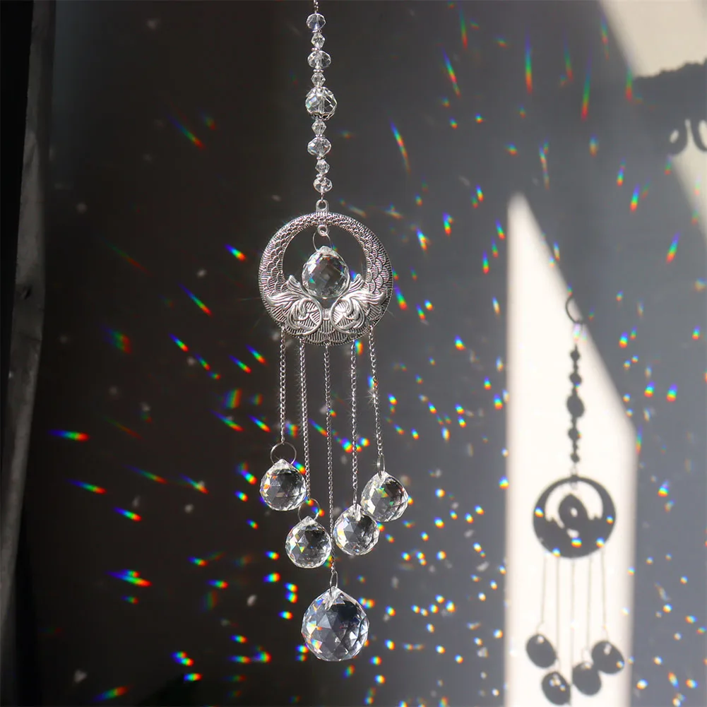 Crystal Wind Chime Crystal Sun Catcher Round Ball Dream Catchers Wind Bells Hanging Home Room Chandelier Garden Decoration sun catcher sun catchers