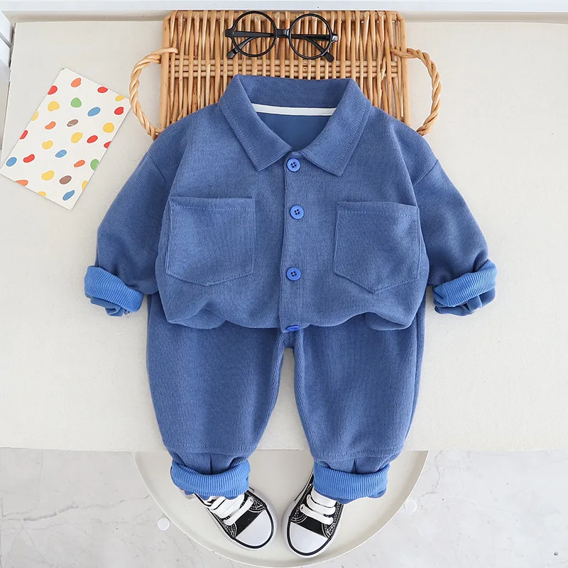 

Children Spring and Autumn Set Baby Fashion Long Sleeve Coat + Pants 2 Piece Boys Clothing