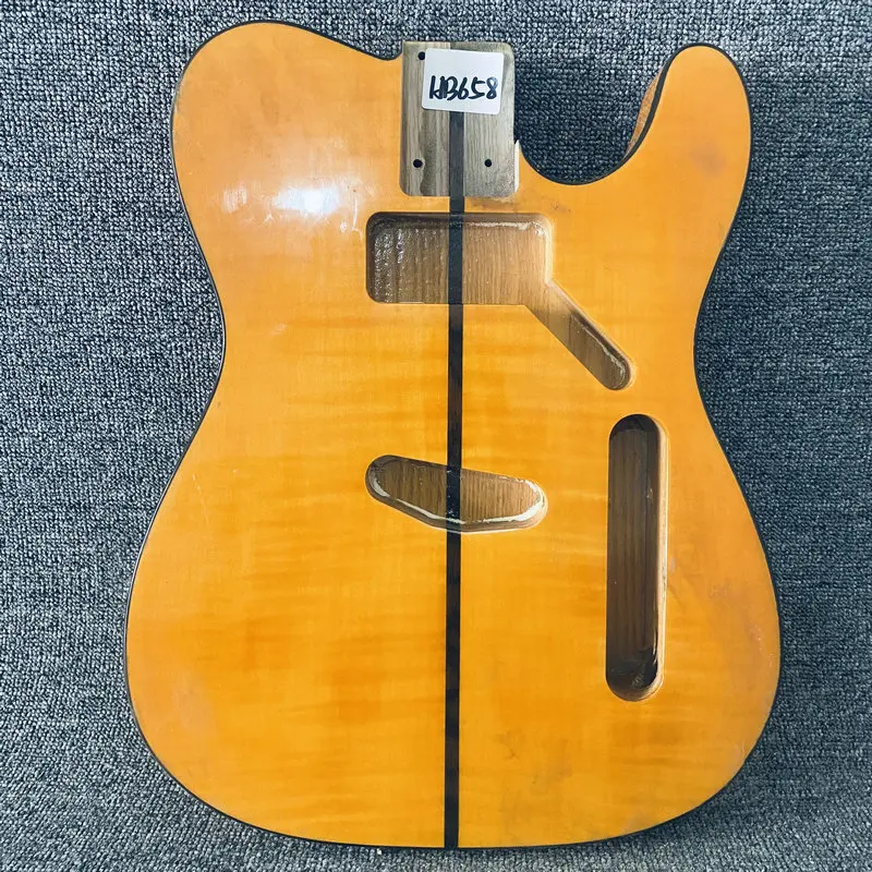 

HB658 Yellow Flamed Maple with Solid ASH Wood TL Guitar Body Unfinished DIY Guitar Parts for Tele Replace Damaged Stock Items