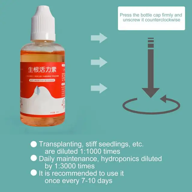 50 Ml Gyökér Stimulátor Növényekhez Koncentrált Tápanyag -Oldat Elősegíti A Gyökérzet Gyökérzetét Csírázási Virágok Növekedését - Image 4