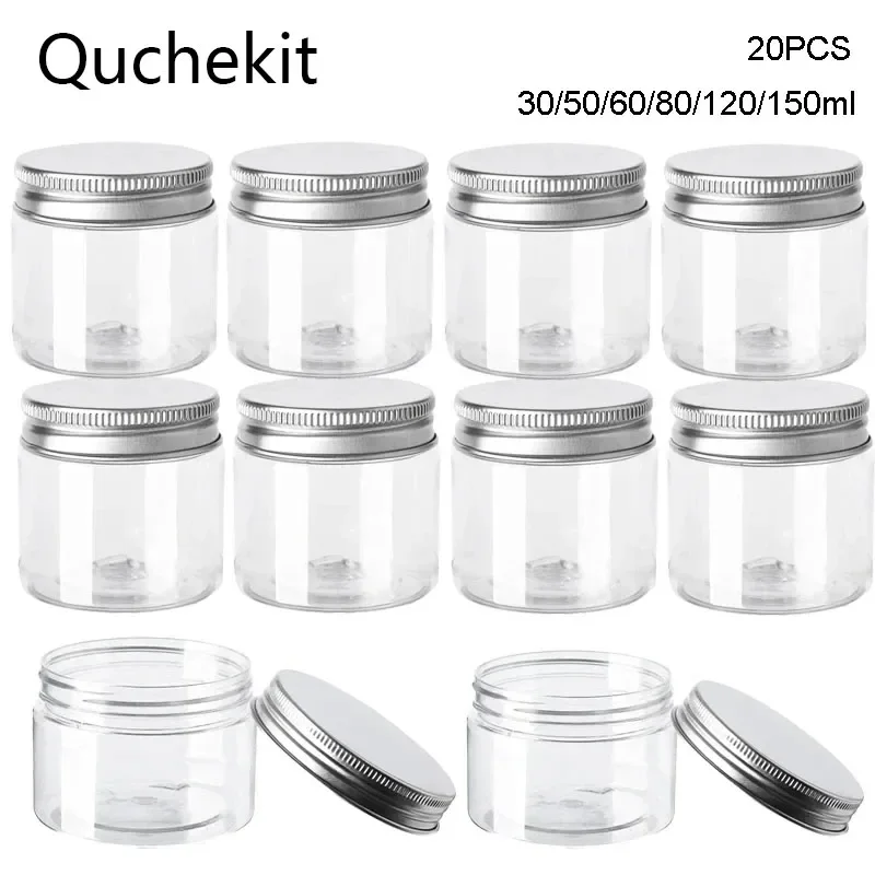 Food storage pots food storage container food storage can food storage box storage box 20Pcs 30/50/60/80/120/150ml Storage Jars With Lids Aluminum Round Canister Empty Plastic Cosmetic Jars Food Travel Bottle Pot