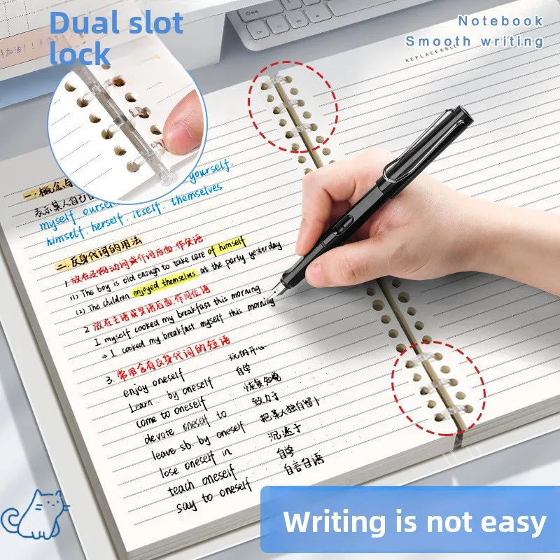 60 Sheets A5 Loose-leaf Notebook Cute Cat Simple Notebook Horizontal Line Spiral Notebook Journal Planner School Office Supplies - 3