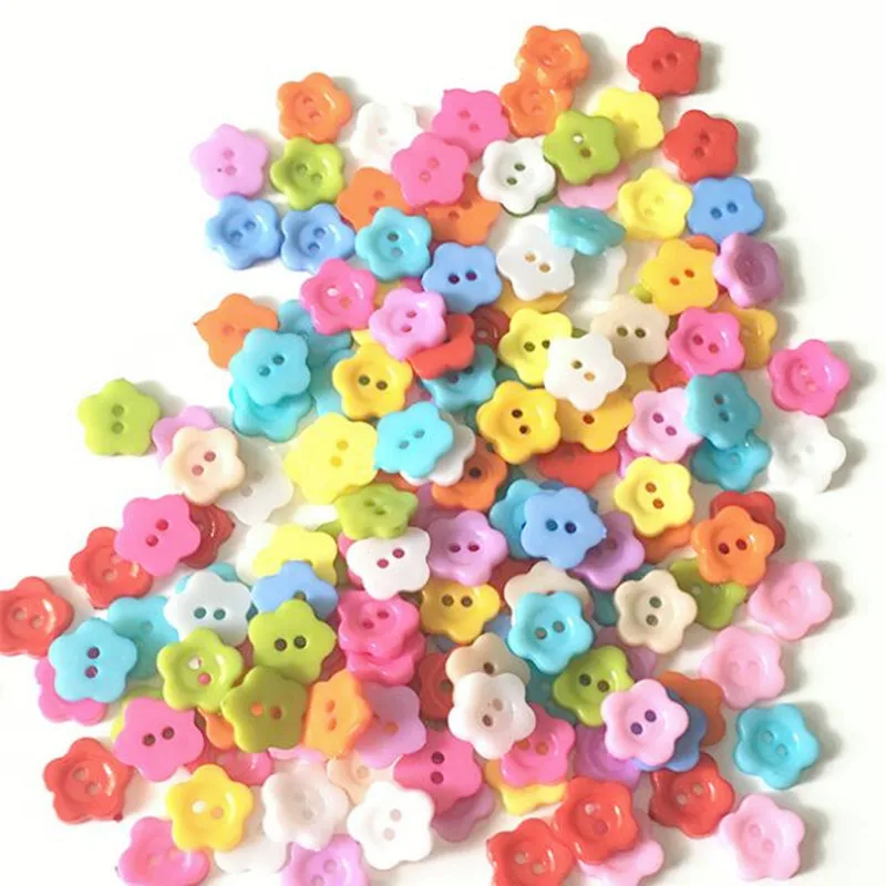 100Pcs Cute Plum Blossom Flower Buttons,Sewing Buttons Craft DIY Children's Handmade Buttons,Children's Sweater Buttons 5