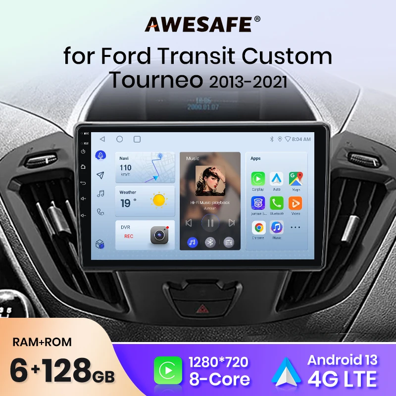 AWESAFE PX9 Plus Car Radio For Ford Transit Custom 2013-2018 wireless CarPlay Android Auto No 2 din 2din DVD