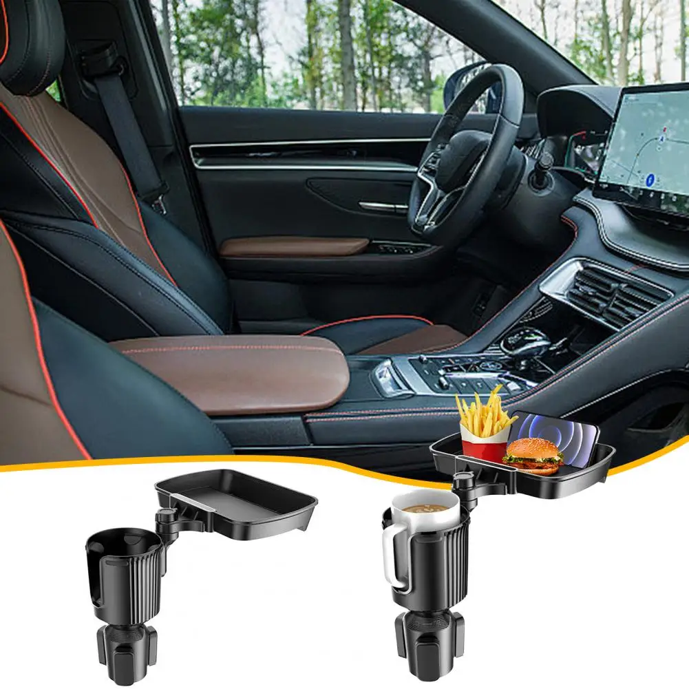 

Car Water Bottle Holder Extender Expandable Car Cup Bracket with Snack Tray Stable Adjustable Drinks Support Food Table Premium