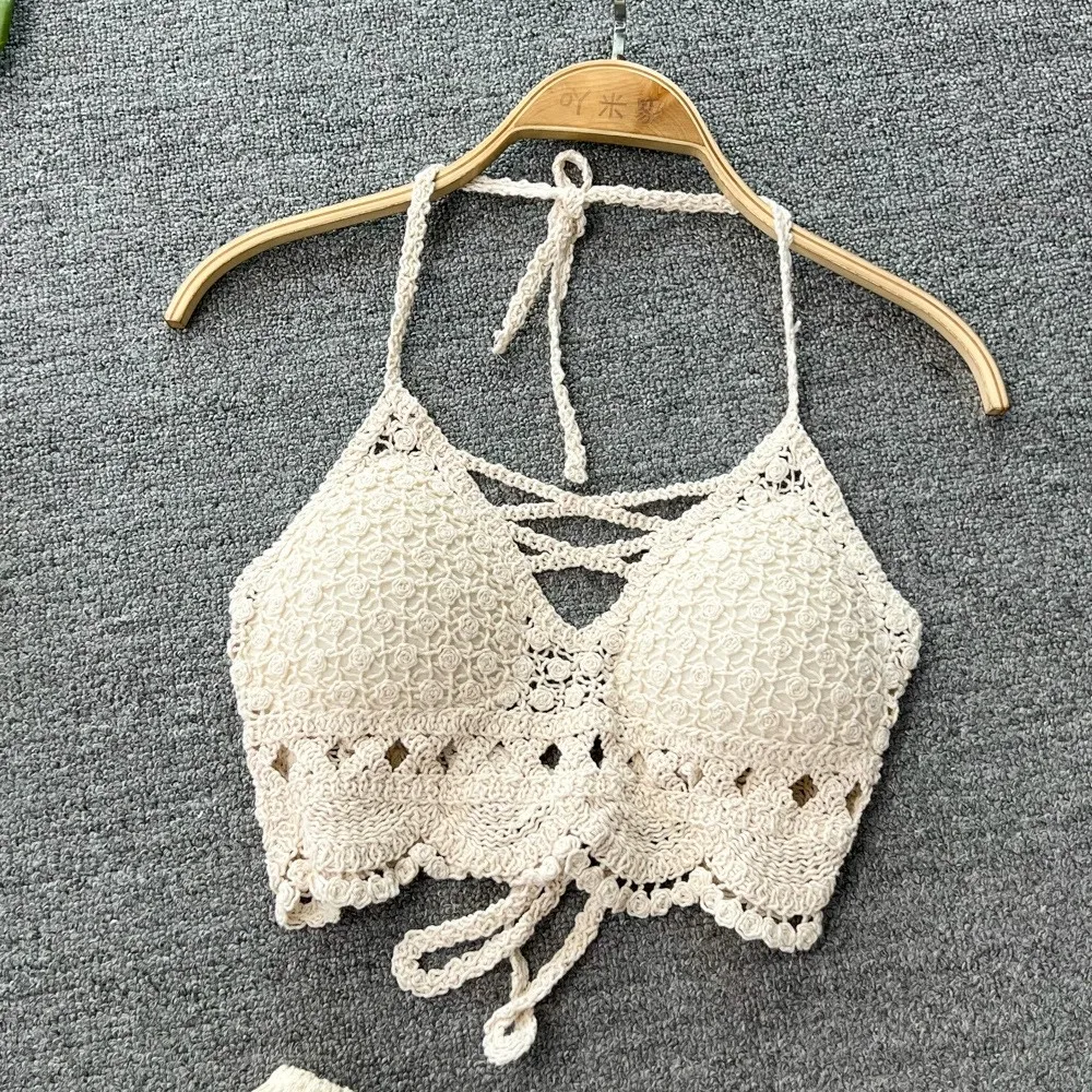 Beach Suit Beach Dress Set 2Piece Sets Women Summer Vacation Backless Camisole Elastic Waist Shorts Hollow Out Y2K Beach Style Suits 3294152 2Piece Sets Beach Women Summer Vacation Backless Camisole Elastic Waist Shorts Hollow Out Y2K Beach Style Suits