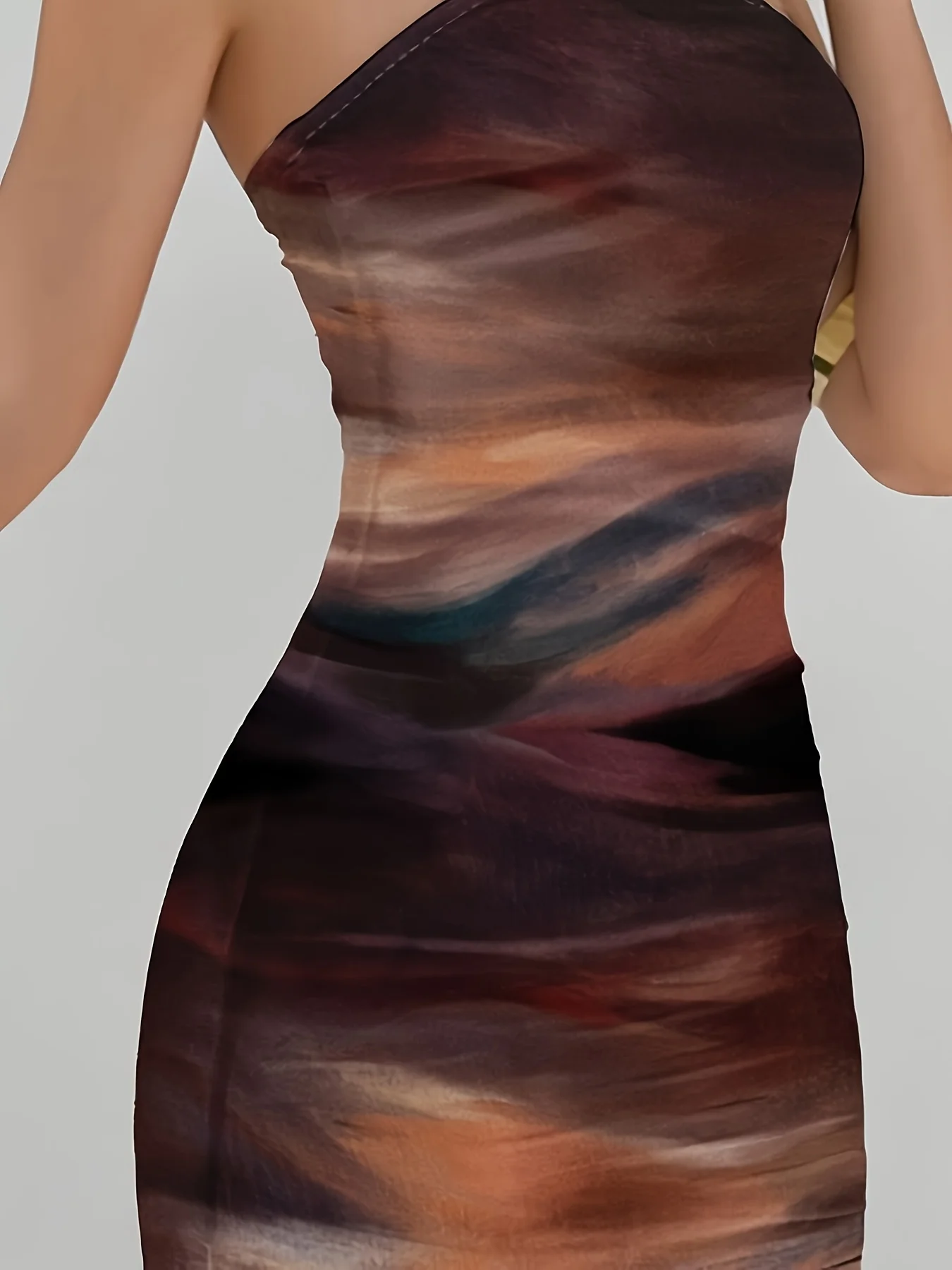 Robe Mini Élégante Femme en Maille Imprimée Dégradée, Nouveau Style Printemps-Été, pour Fête et Vacances, Sexy, Sans Bretelles, Coupe Ajustée