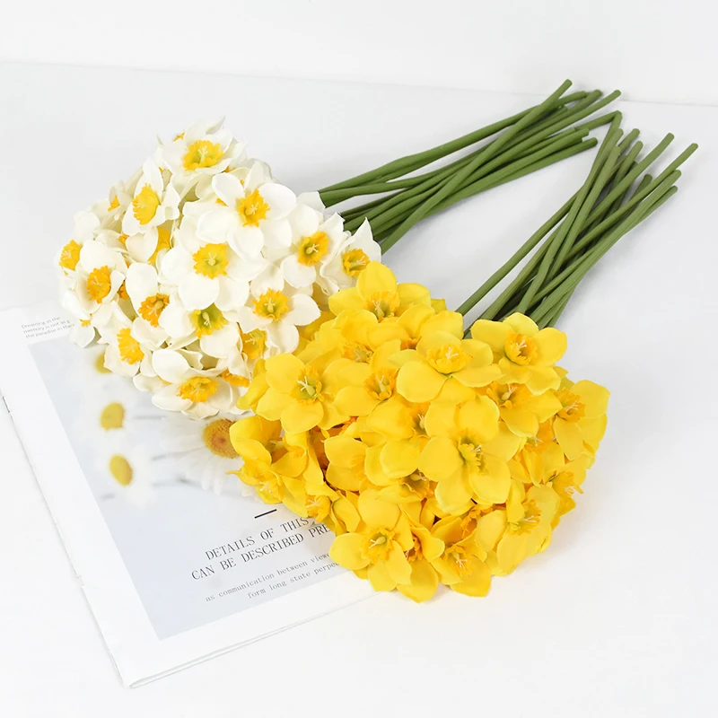 9 Mazzi Di Narcisi Finti Gialli 36 Cm – Fiori Artificiali Per Vaso, Decorazione Casa E Ufficio