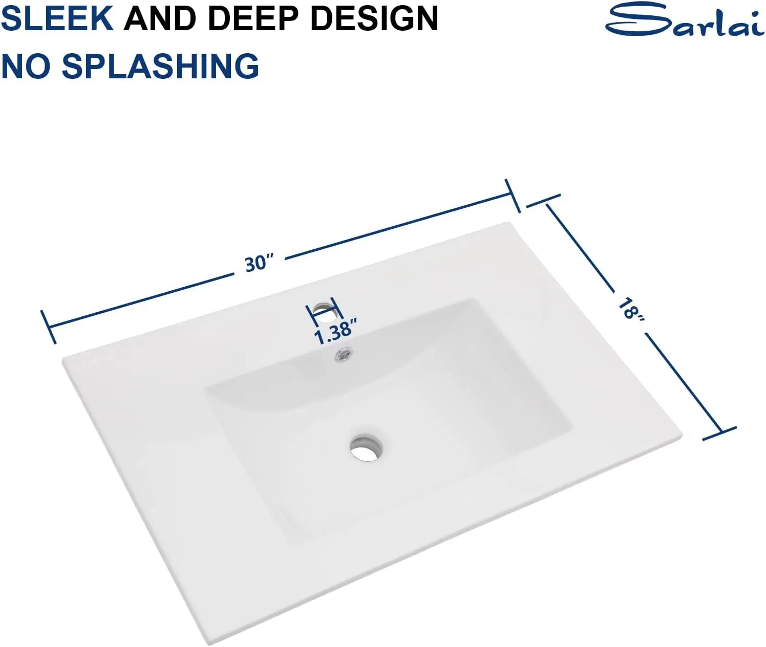 USA 30 Inch Bathroom Vanity Sink Tops - White Drop In Bathroom Sink Ceramic Topmount Rectangular Vanity Top with Overflow 5