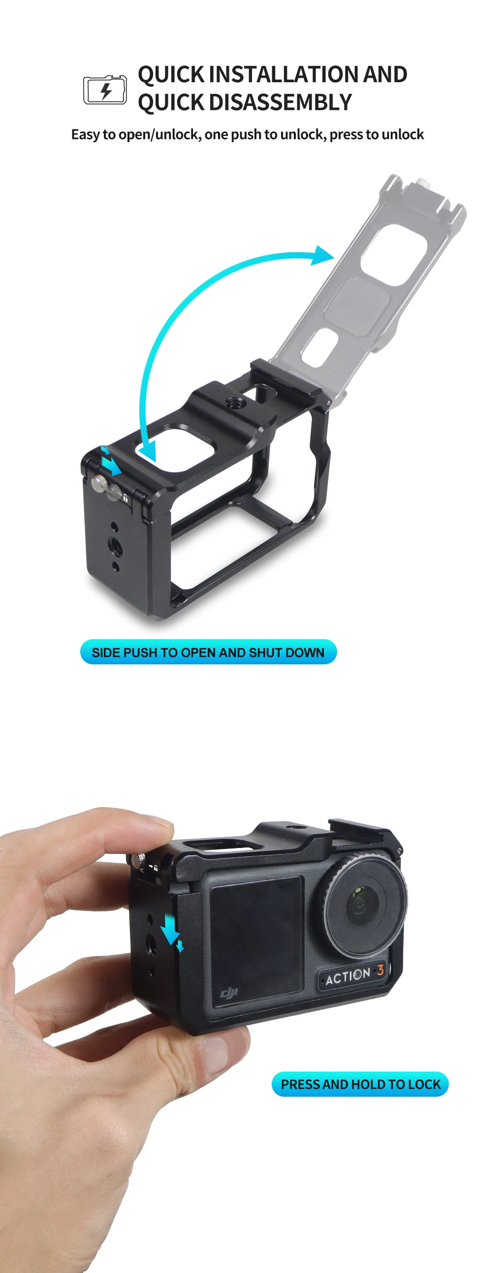 Full Frame Camera Cage Protective Housing Accessories for  Osmo Action 4 For  Os