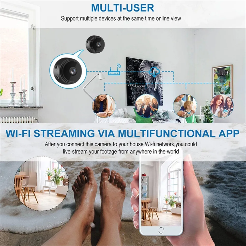 Wifi Camera Wireless Security Protection Magnetic Network Camera 1080p Hd Black Home Accessories Smart Home Remote Monitor Mini