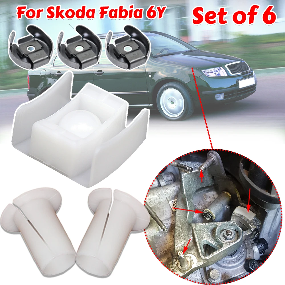 For Skoda Fabia 6Y Car Gear Selector Wiring Lock Washer Shift Relay Lever Slide Shoe Bushing Bearing Kit 1999 2000 2002 -2008