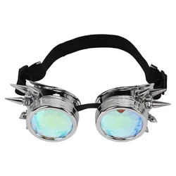 Steampunk Kaleidoscope Rave Glasses with Elastic Band (Silver)