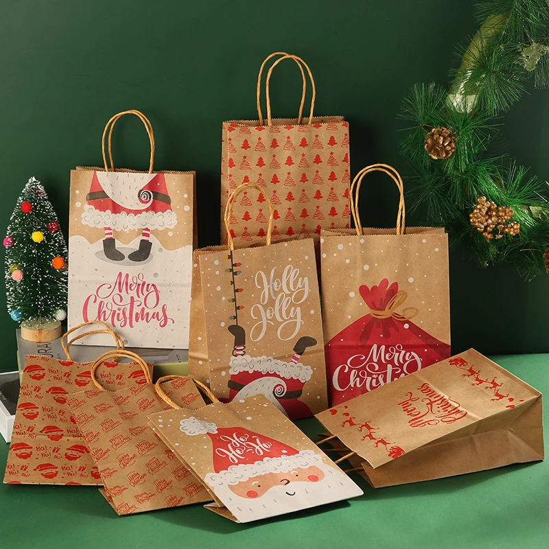 Prisionero débiles algo Bolsas de regalo de 21cm para Navidad, 12 bolsas de papel Kraft para  aperitivos, embalaje de caja, 2022| | - AliExpress