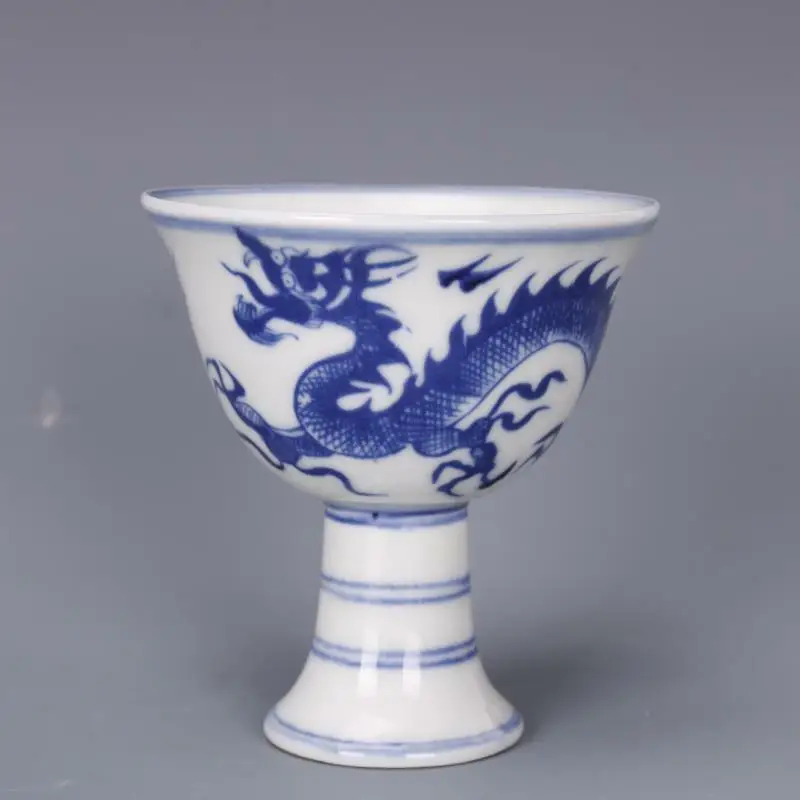 

Chinese Blue and White Porcelain China Ming Dragon Design Liquor Cup 3.3 inch