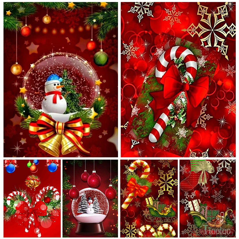 5D Рождественская подарочная коробка в виде снеговика, квадратная Круглая Мозаика, картина из страз «сделай сам», вышивка бусинами, домашний декор, рождественский подарок