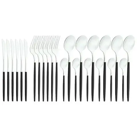 

Gold 24pcs Cutlery Set Stainless Steel Dinnerware Set Knife Fork Coffee Spoons Tableware Set Golden Cutlery Set