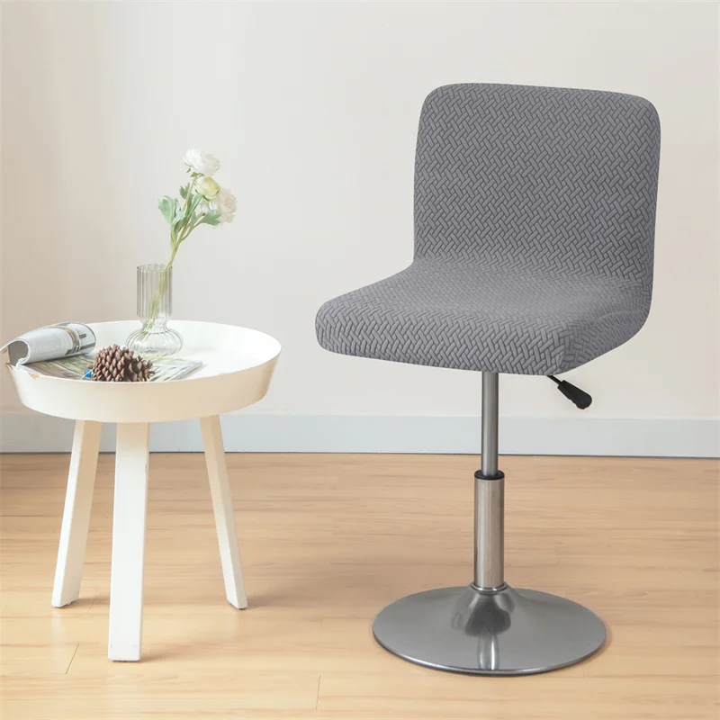 Short Back Bar Chair Cover T-shaped Jacquard Swivel Chair Cover Stretch Small Size Bar Stool Seat Covers for Hotel Banquet Dinin 3