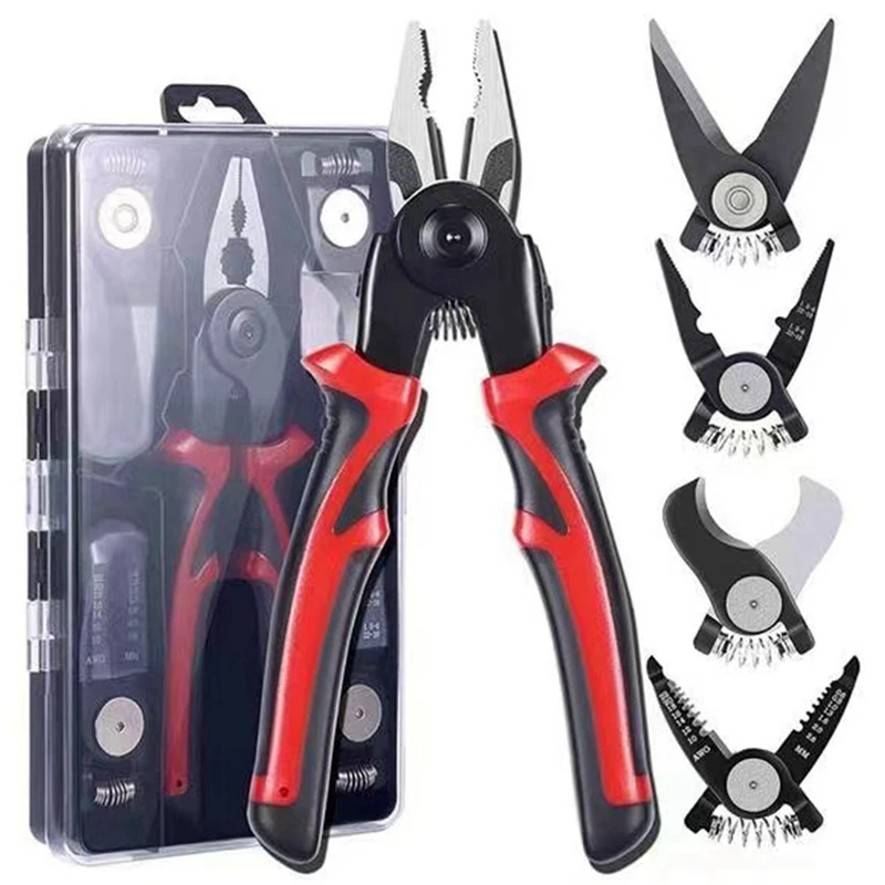 Changing Head Tool Pliers Set Multi-Functional Tool 5-In-1 Replaceable Head Set Electrician Special