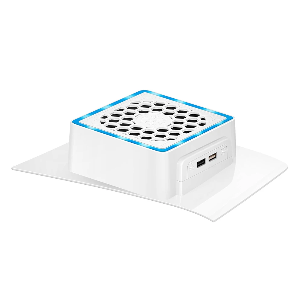 LED 조명 콘솔 쿨러 선풍기, 측면 장착 냉각 선풍기, PS5 슬림 게임 콘솔용, USB 포트 2 개
