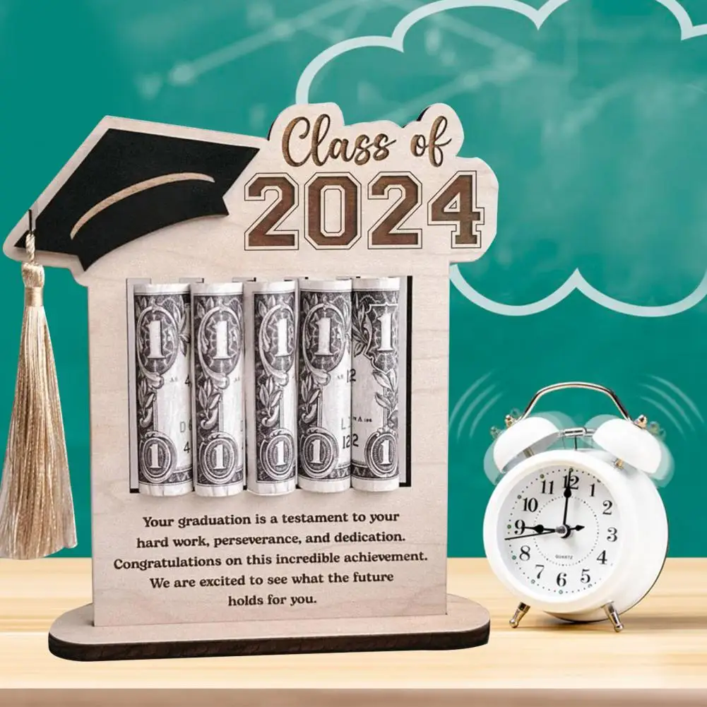 Graduation Money Organizer Cash Holder Desktop Decoration Stable Burr-Free Wooden Ornament Party