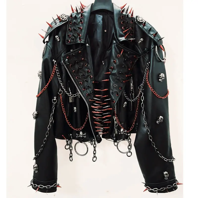 ジャケット・アウター 00s y2k gauze gothic lolita punk jacket vintage Leather y2k Jacket Skull Jacket Punk Jacket gothic