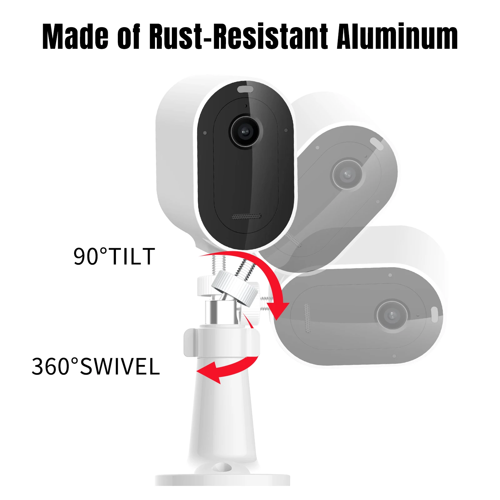 Metal 2 Pack) 360 Degrees Adjustable Security Wall Mount For Ring Stick Up Cam/Ring Outdoor Cam Plus/Wyze Cam/Eufy Cam/Arlo Cameras, Fits All Cameras With Standard 1/4 Threaded Holes-White