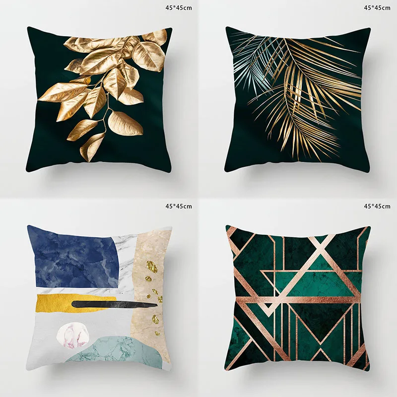 

45cm Nordic Style Modern Gold Pillow Cover Home Decoration Living Room Bedroom Cushion Pillowcase For Sofa Chair Car Seat
