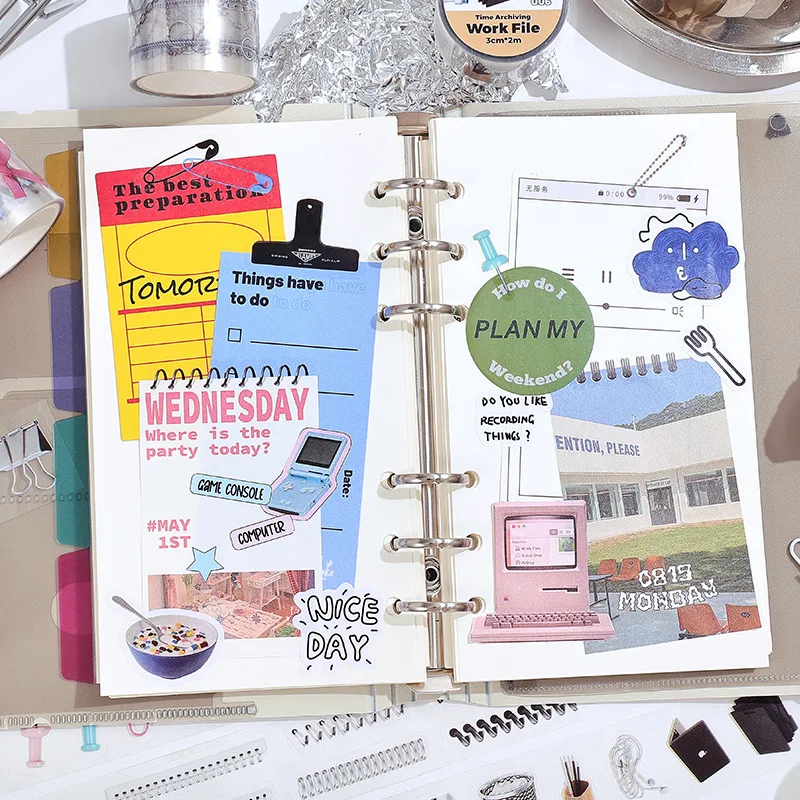 Time Archive Series - Second Bullet of Hand Account Tools, 6 Styles of Tape Diy Hand Account Base Stickers  Washi Tape Set 4