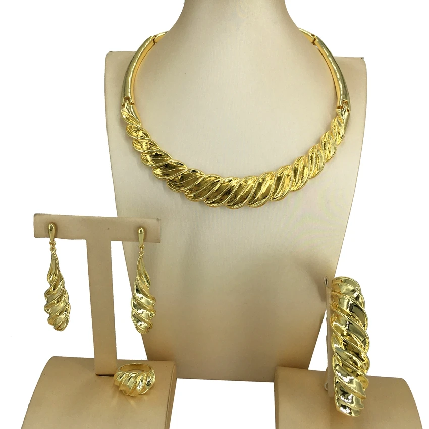 Yuminglai Dubai Gold Plated Jewelry Classic Fine Jewelry Sets for Women