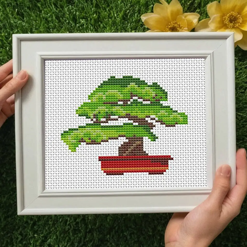Plant Cross Stitch Set Needlework 12pcs 11CT Flowerpot Embroidery Kit Decoration For Home Handmade Gift