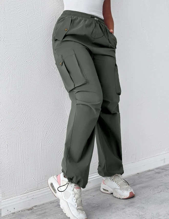 Women's New Popular Regular Solid Color Simple Pocket Design Sports Outdoor Leisure Versatile Loose Workwear Pants