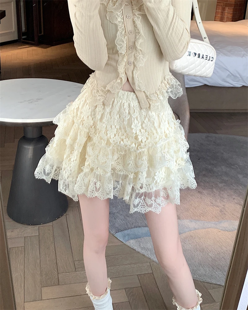 

Frenchic Tulle Mini Skirts Women Irregular Lace Mesh A-line High Waist Female Cake Skirt Faldas Ajustadas Sweet Skirt Dropship