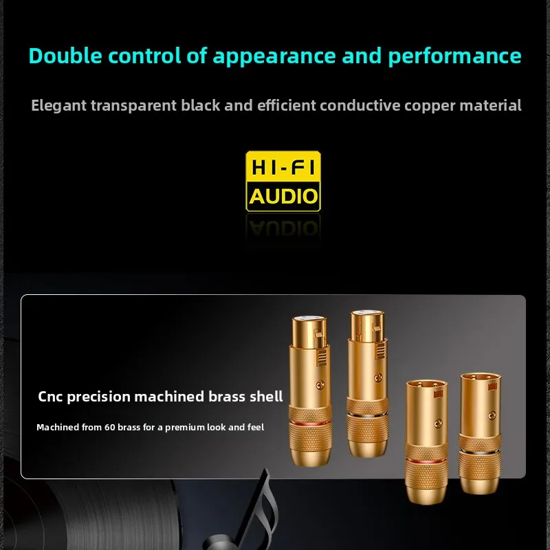 XLR-021 진주 금색 베릴륨 구리 3코어 밸런스드 XLR XLR 남성 및 여성용 마이크 믹싱 콘솔 플러그