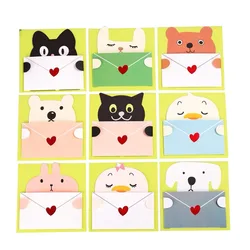 Cartoon Animal Greeting Card Set: Cute Folded Envelopes & Holiday Wish Postcards (9 Pack) (9Pcs Different)