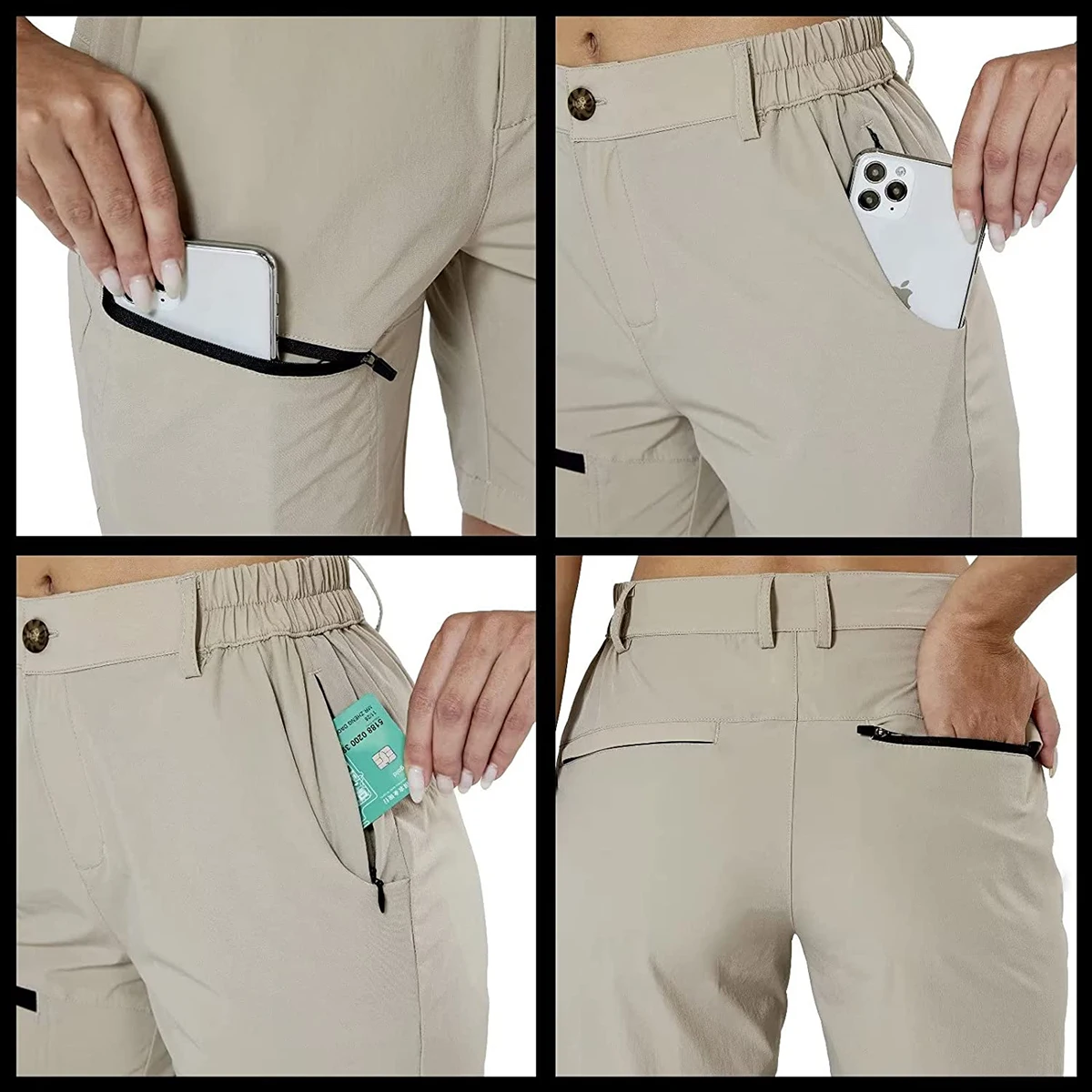 Women's Hiking Sports Shorts Outdoor Quick Dry Golf Camping Climbing Waterproof Travel Short Pants with Zipper Pockets