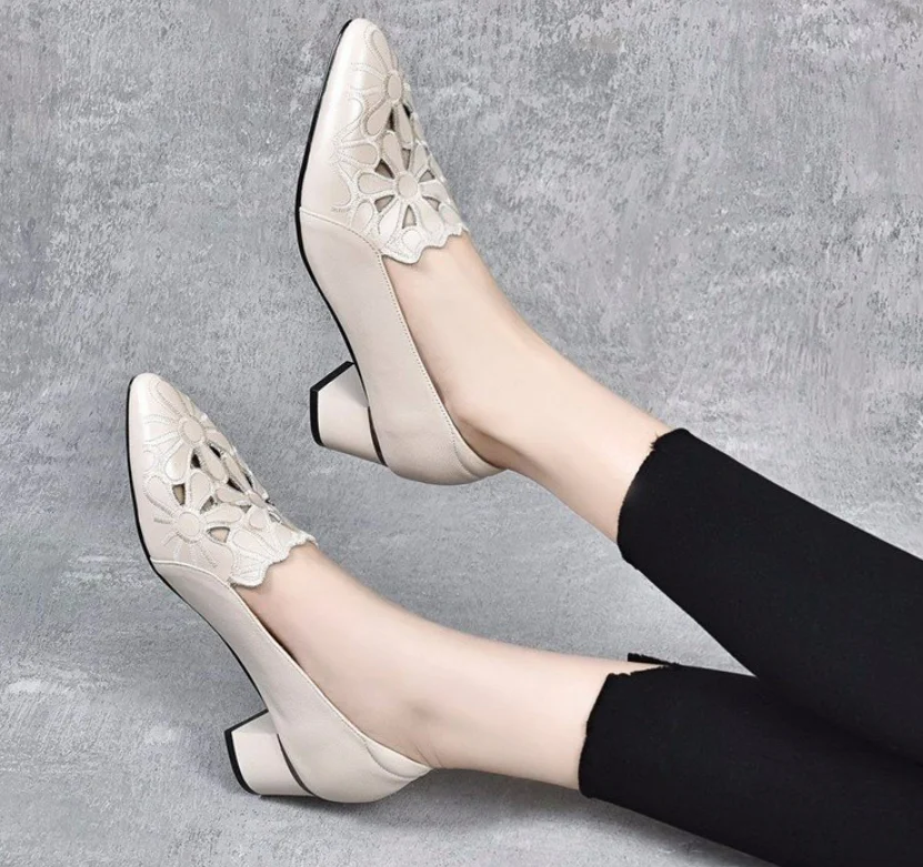 Zapatos de tacón bajo mujer, suaves, transpirables, bordadas, de Color sólido, para verano y otoño _ - AliExpress Mobile