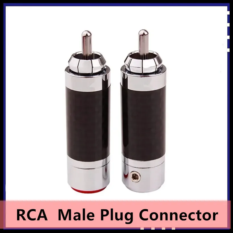 

8PCS Amplifier RCA Plug Male Connector Carbon Fibre Copper Rhodium Plated Audio Acoustic Terminal RCA Socket Silver Speaker