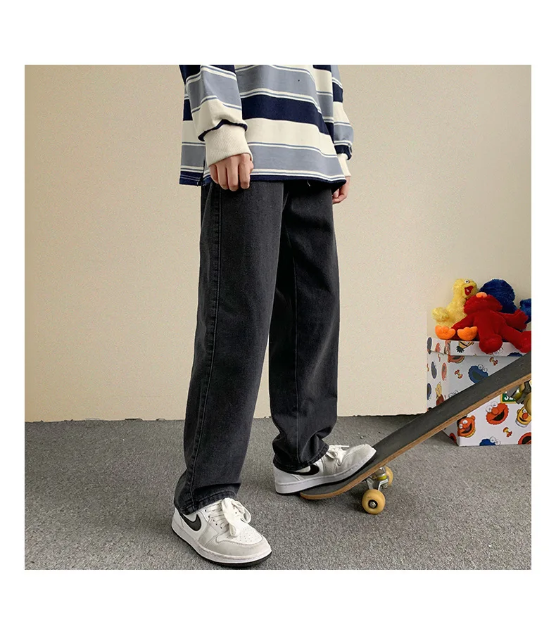 2022 New Black Baggy Jeans Mens Streetwear Straight Jeans Women Korean Fashion Wide Leg Pants Loose Trousers Trendy Men Clothing jeans pant