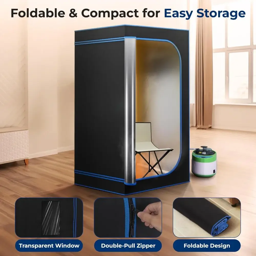 Compact Portable Steam Sauna Tent 1600W Steamer 9 Heat Levels Remote Control Chair Spa 5