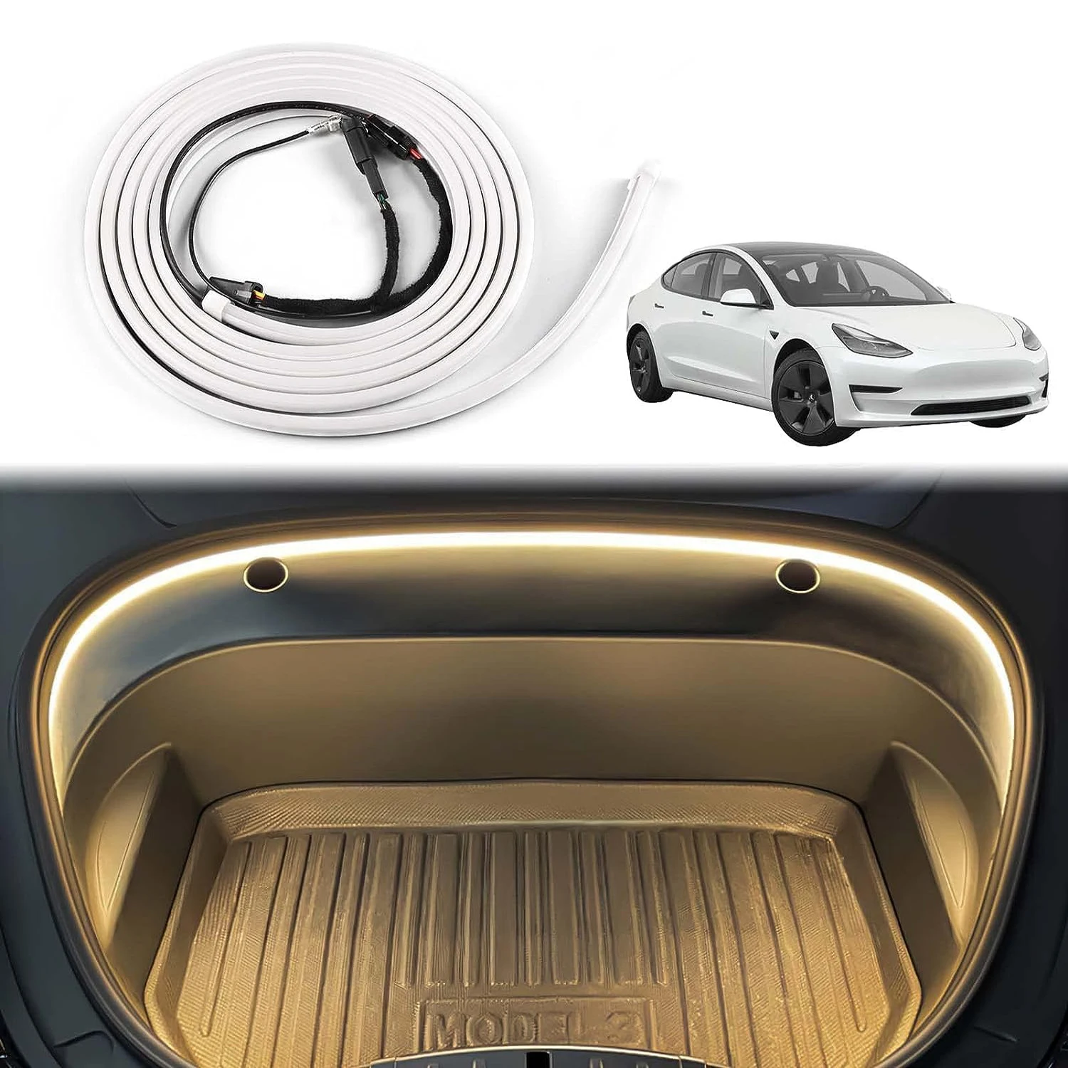 

Front Trunk LED Strip Light Kit for Tesla Model 3/Y 2.3M 2.5M Flexible Front Trunk Light Bar LED Lamp Tube Decorative Light