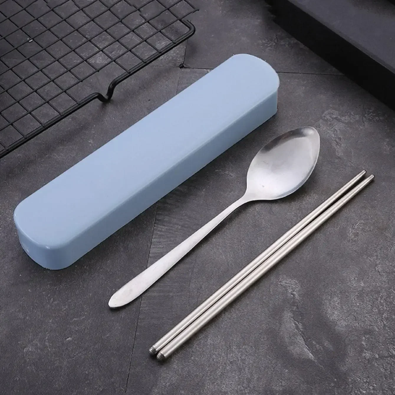 4Pcs Stainless Steel Cutlery Set with Storage Case Travel Camping