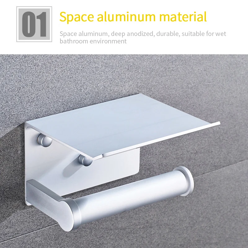 

Держатель для туалетной бумаги из нержавеющей стали с полкой для телефона, настенный держатель для туалетной бумаги в ванную комнату