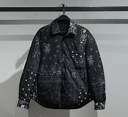 New fluorescent Luxury Men West Coast CRIPS Cashew Shirt Coats & Jackets / Down Coats Cotton Warm Winter Oversize Thin #A586