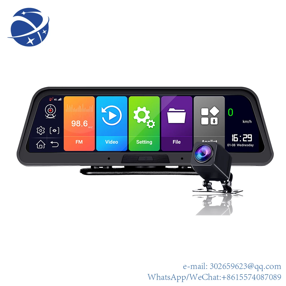 

Yun yi Full HD LCD Professional Dashcam 10" WIFI BT GPS Navigation Q98 Dual Lens 4G Mirror Car DVR ADAS Safety Driving S