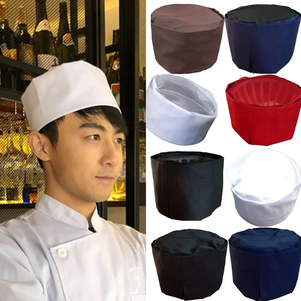 

Men&Women Cooking Hat Restaurant Kitchen Catering Chef Hat Mesh Top Skull Cap Flat Cap Work Hat